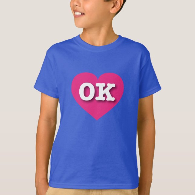 Camiseta Oklahoma Hot Pink Heart - Eu amo OK (Frente)