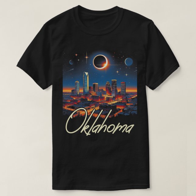 Camiseta Oklahoma Solar Eclipse 2024 Starry Night Solar Ecl (Frente do Design)