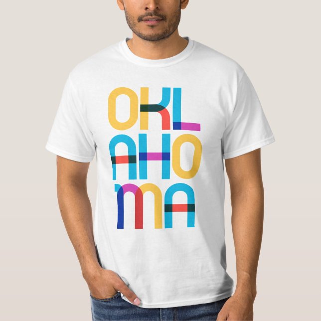 Camiseta Oklahoma Vintage Retro Pop Art Colorful 80s Type (Frente)