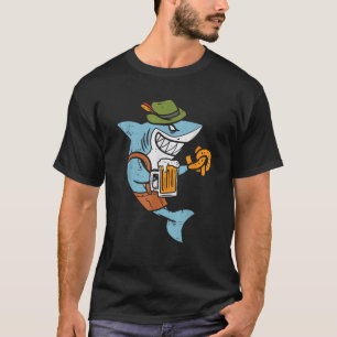 Camiseta Oktoberfest alemão Tubarão engraçado bávaro Homens