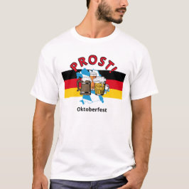 Camiseta OKTOBERFEST Bandeira alemã PROST Bebidas de Cartoo