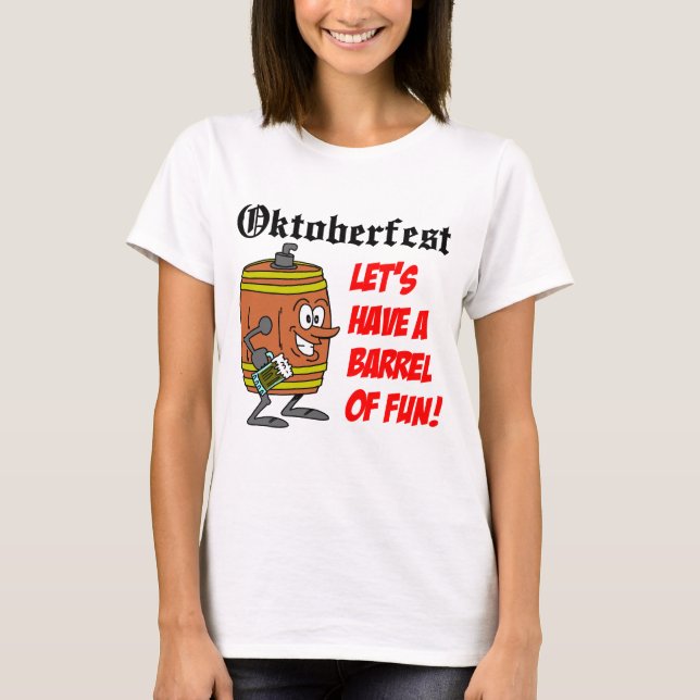 Camiseta Oktoberfest Barrel De Divertimento (Frente)