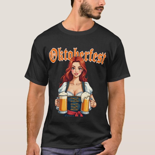 Camiseta Oktoberfest Beer Girl German Festival Tee (Frente)