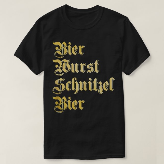 Camiseta Oktoberfest BIER WURST SCHNITZEL BIER Funny Alemão (Frente do Design)