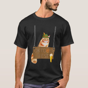 Camiseta Oktoberfest Cat Com Cerveja E Presente Alemão Pret