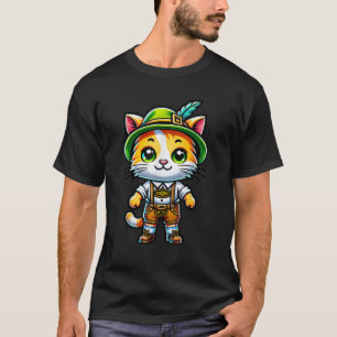 Camiseta Oktoberfest Cat Funny German Bavarian Lederhosen C