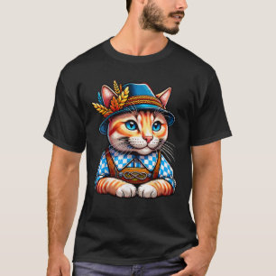 Camiseta Oktoberfest Cat Funny German Bavarian Lederhosen C