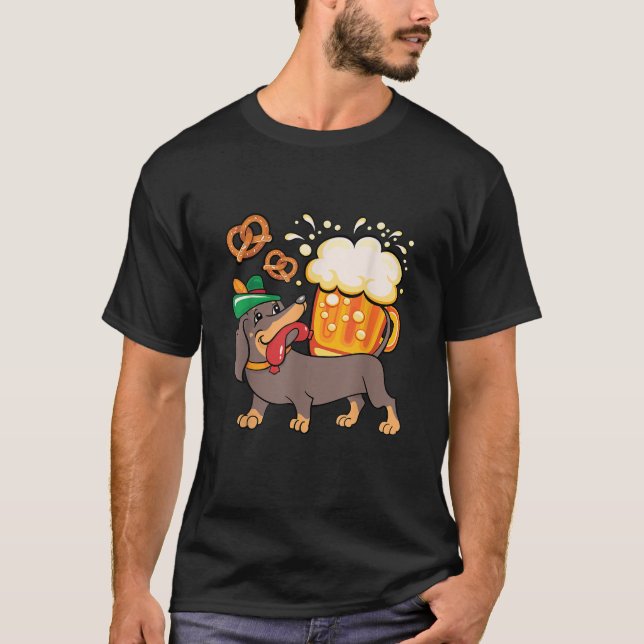 Camiseta Oktoberfest Dachshund Dog Bavarian Alpha Hat Brat (Frente)