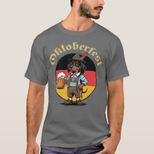 Camiseta Oktoberfest Dachshund Lederhosen German Flag Beer