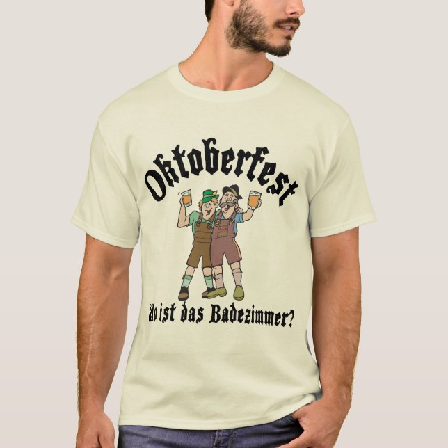 Camiseta Oktoberfest engraçado onde está o banheiro (Frente)