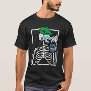 Camiseta Oktoberfest Esqueleto Café Alemão Bávaro Homens