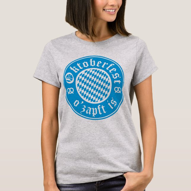 Camiseta Oktoberfest O’zapft É A Alemanha Camiseta-T Bávaro (Frente)