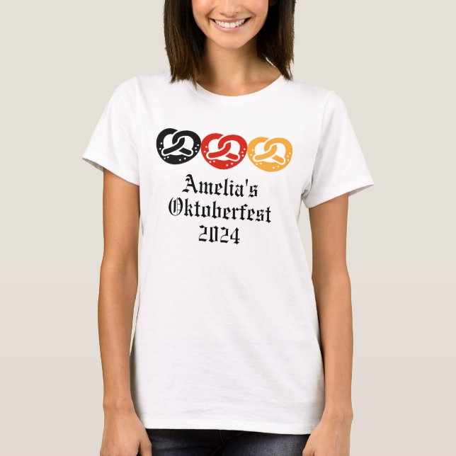 Camiseta Oktoberfest Personalizado Gift Pretzels (Frente)
