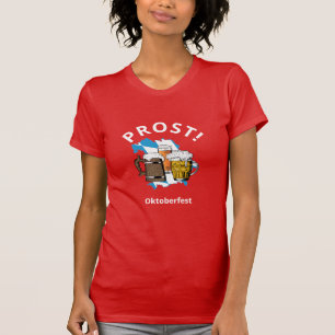 Camiseta Oktoberfest PROST! Cartoon Beer Bayern Bavaria RED
