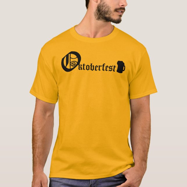 Camiseta Oktoberfest Silhouette Beer e Pretzel (Frente)