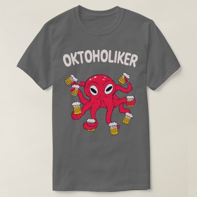 Camiseta Oktoholiker Bier Oktopus Saufen Lustiges (Frente do Design)