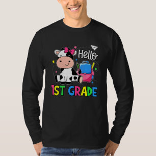 Camiseta Olá 1ª Série Bem-vindo de Volta à Escola Bebê Vaca