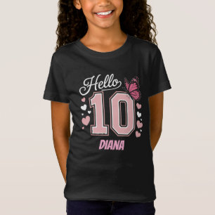 Camiseta Olá, 10ª Rapariga de Aniversário Dupla Personaliza