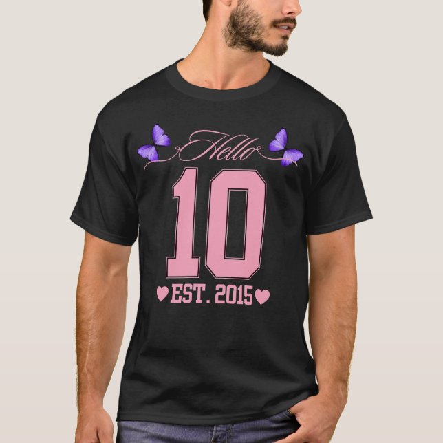 Camiseta Olá, 10 Dígitos, Coquete 10, Garota de Aniversário (Frente)