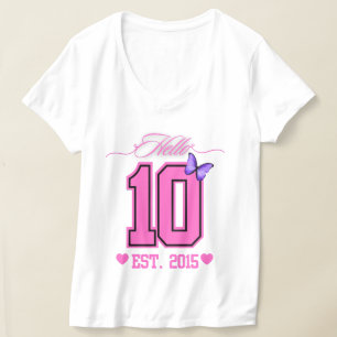 Camiseta Olá, 10 Dígitos, Coquete 10, Garota de Aniversário