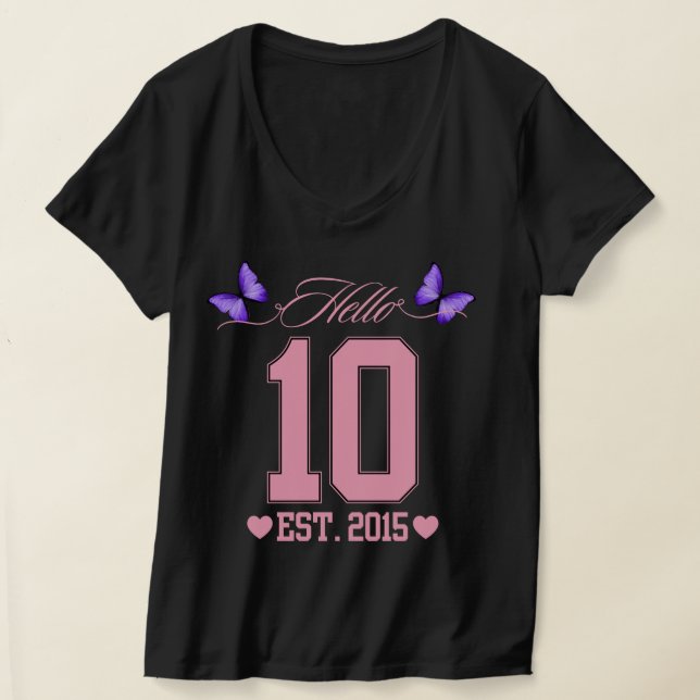 Camiseta Olá, 10 Dígitos, Coquete 10, Garota de Aniversário (Postura )