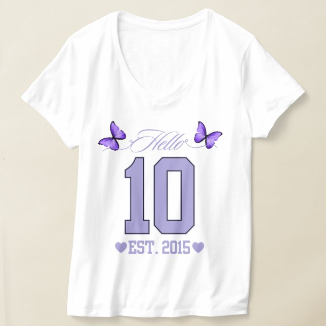 Camiseta Olá, 10 Dígitos, Coquete 10, Garota de Aniversário (Postura )