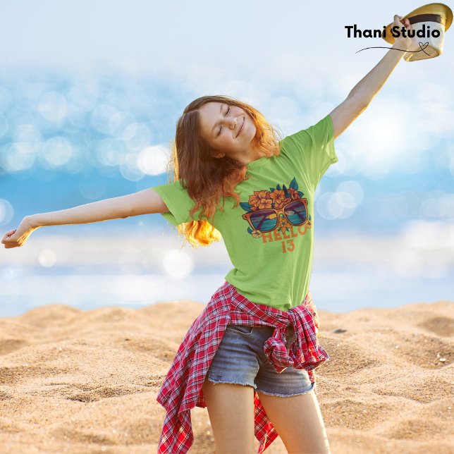 Camiseta Olá 13 Tropical Vintage Retro Summer Birthday (Criador carregado)