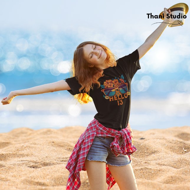 Camiseta Olá 13 Tropical Vintage Retro Summer Birthday (Criador carregado)