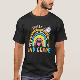 Camiseta Olá 2º Ano Unicórnio Arco-íris Volta às Aulas Chá