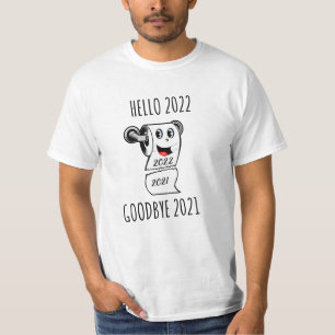 Camiseta Olá 2022 Tchau 2021 papel higiênico