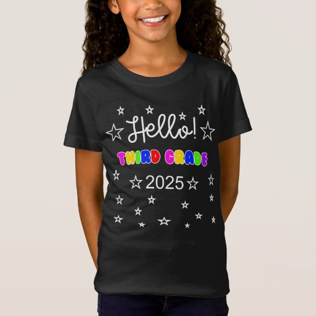 Camiseta Olá, 3º ano de 2025, direto para o Tee da Escola (Frente)