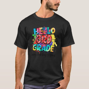 Camiseta Olá, 3.º ano Feliz, 1.º dia da escola de volta