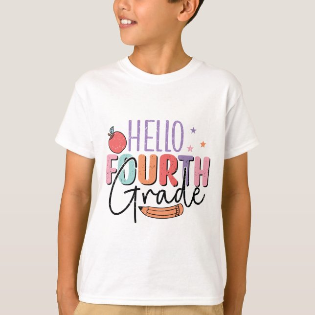 Camiseta Olá, 4º ano de volta à escola (Frente)