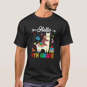 Camiseta Olá, 4º ano Feliz Primeiro Dia da Escola Llama Sl
