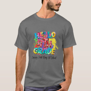 Camiseta Olá, 4º ano Feliz Primeiro Dia De Gráfico Escolar