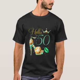Camiseta Olá, 50 anos, 50 anos, festa de aniversário da Rai