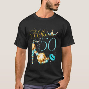 Camiseta Olá, 50 anos, 50 anos, festa de aniversário da Rai