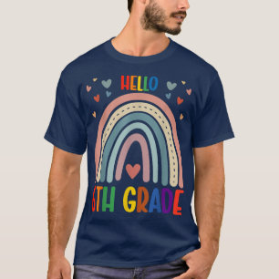 Camiseta Olá 6 Grau Boho Rainbow De Volta À Escola Engraçad