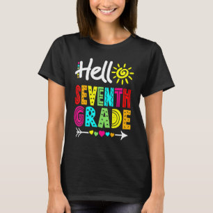 Camiseta Olá, 7 do 7º ano, Diversão de Volta à Professora