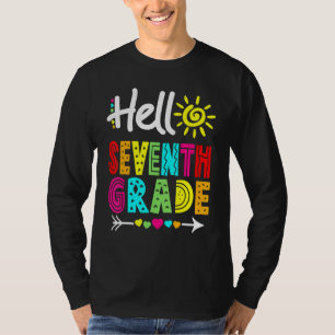 Camiseta Olá, 7 do 7º ano, Diversão de Volta à Professora