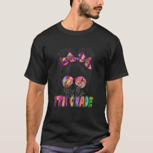 Camiseta Olá, 7 Grau Mensageira, Garota Bun Feliz Primeiro