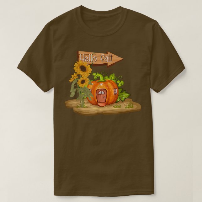 Camiseta Olá Abóbora 2022Pumpkin House Olá outono (Frente do Design)