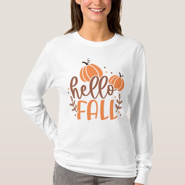 Camiseta Olá, Abóbora e deixa o outono simples (Frente)