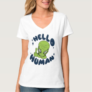 Camiseta Olá, Alienígena engraçada humana