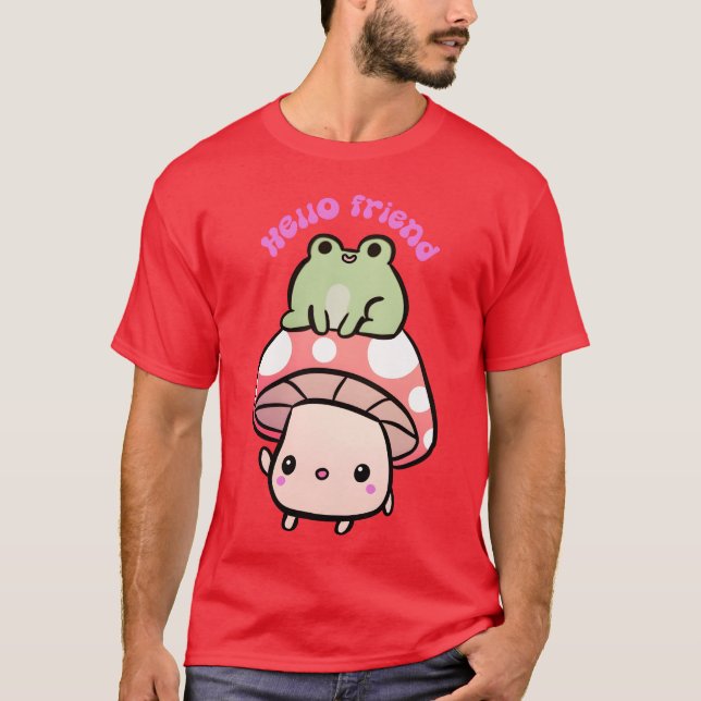 Camiseta Olá Amigo Um Cogumelo Fofo E Amigos Sapos (Frente)