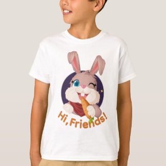 Camiseta Olá Amigos Me Pegue Se Você Puder Coelhinhos Fofos