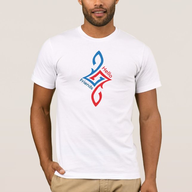 Camiseta Olá Amigos Simples Design de Saudação Feliz (Frente)