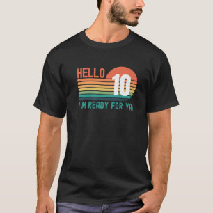 Camiseta Olá, Aniversário De 10 Anos De Idade, Retro Sunset