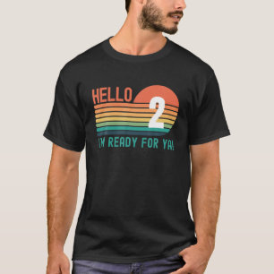 Camiseta Olá, Aniversário de 2 Anos de Idade, Retro Sunse