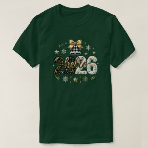 Camiseta Olá Ano Novo 2026 com Latch Hook Yarn Crochet 